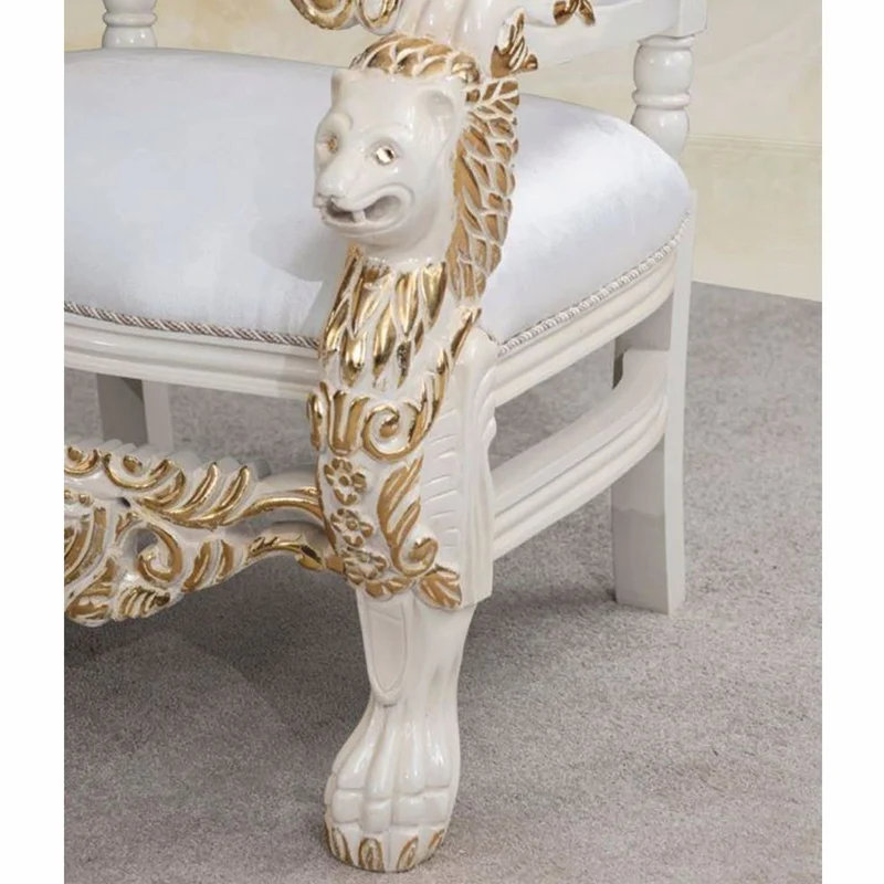 Casa Padrino Luxus Barock Thron Sessel mit Glitzersteinen Weiß / Creme / Gold - Barock Möbel
