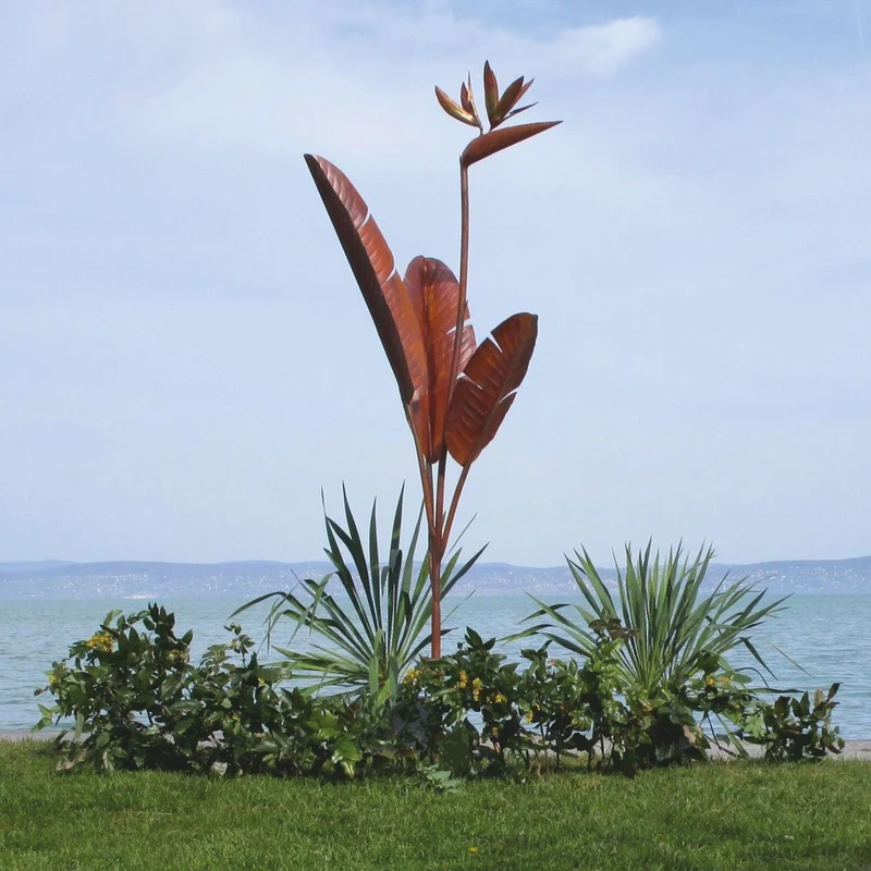 Casa Padrino Luxus Stahl Garten Deko Skulptur Pflanze Rost H. 205 cm