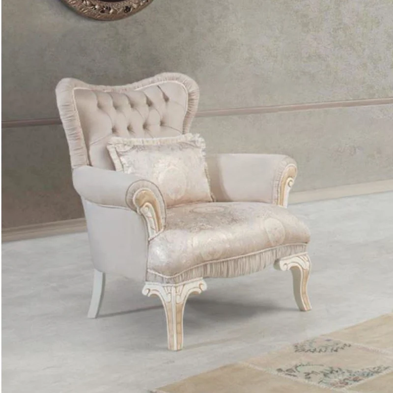 Casa Padrino Luxus Barock Sessel Grau / Weiß / Beige - Barock Wohnzimmer Möbel