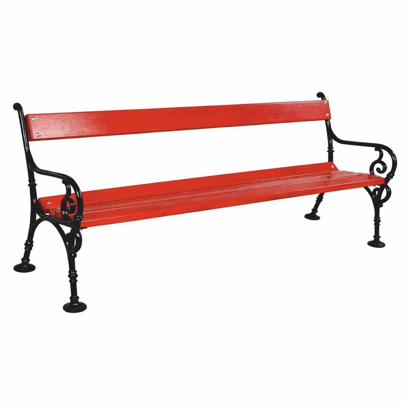 Casa Padrino Jugendstil Gartenbank Rot / Schwarz 190 cm - Nostalgische Parkbank