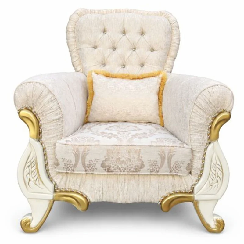 Casa Padrino Luxus Barock Sessel Creme / Gold - Prunkvolle Barock Möbel