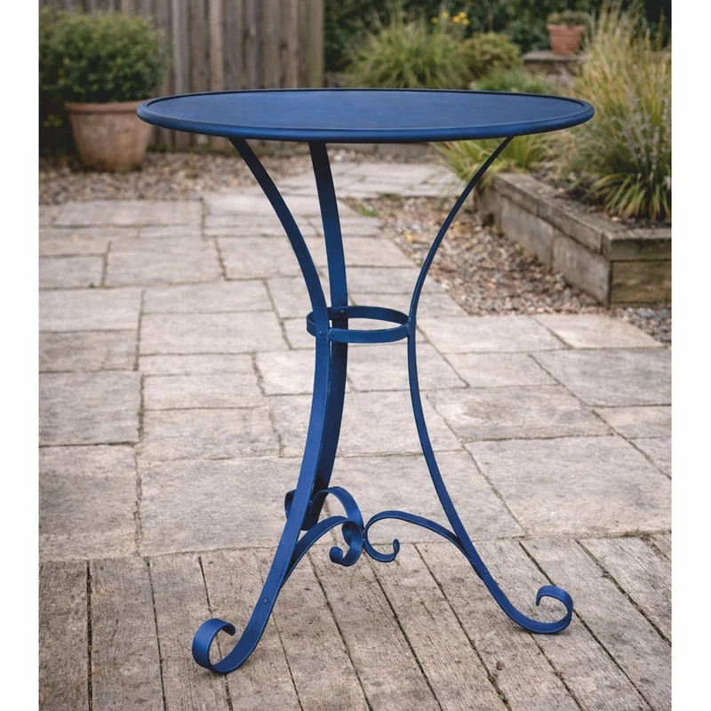 Casa Padrino Jugendstil Gartentisch Blau Ø 60 x H. 70 cm - Nostalgische Garten Möbel