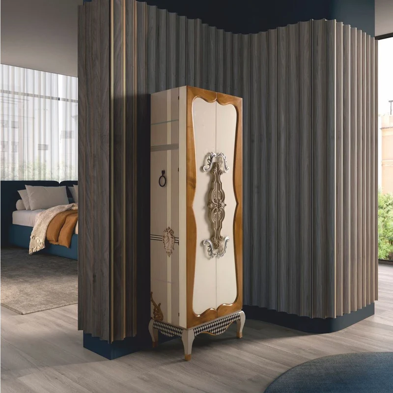 Casa Padrino Luxus Barock Schmuckschrank Creme / Bunt H. 170 cm - Barockstil Möbel