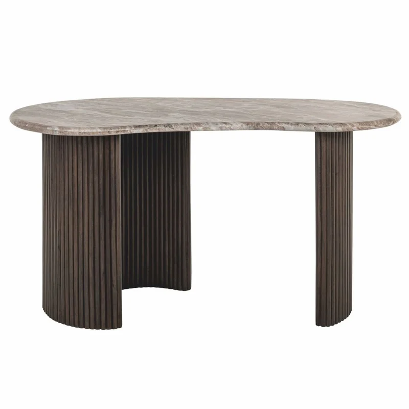 Casa Padrino Luxus Schreibtisch mit Marmorplatte Beige / Dunkelbraun 150 cm - Büro Möbel