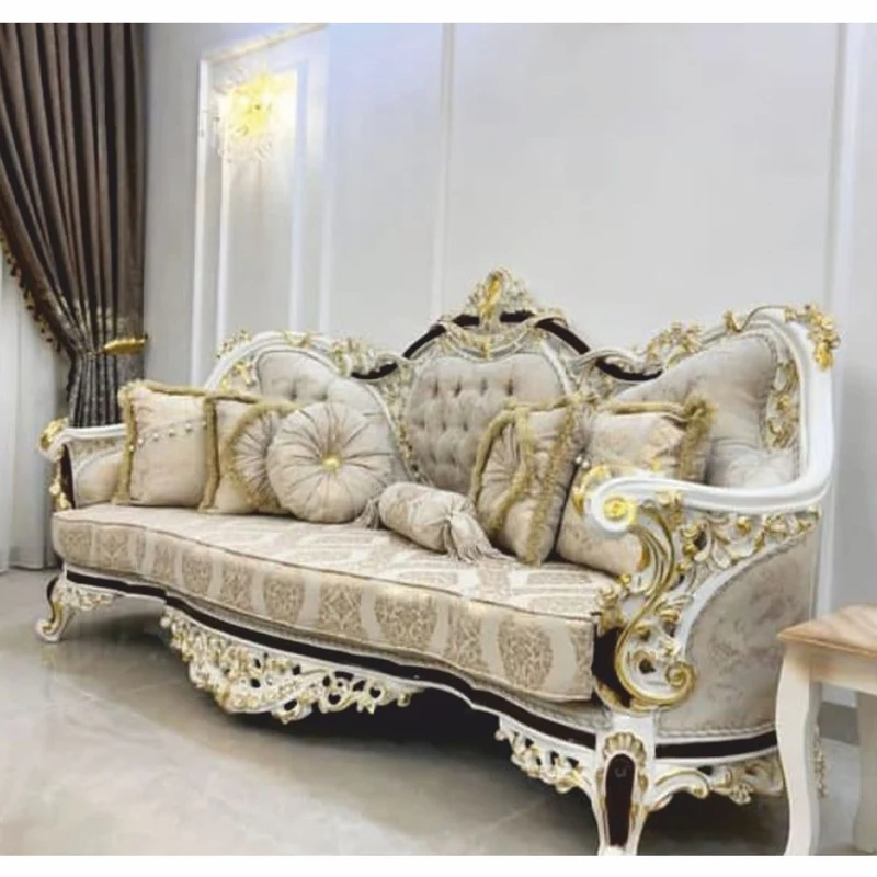 Casa Padrino Luxus Barock Sofa Grau / Weiß / Dunkelbraun / Gold 160 cm - Barock Möbel