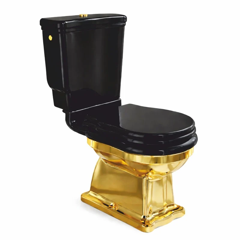 Casa Padrino Luxus Jugendstil WC Schwarz / Gold H. 84 cm - Made in Italy