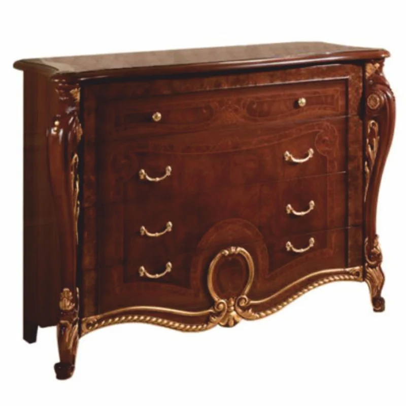 Casa Padrino Luxus Barock Kommode Dunkelbraun / Gold 133 cm - Made in Italy