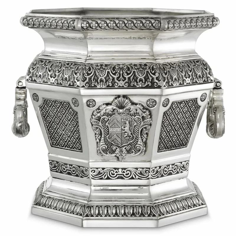 Casa Padrino Luxus Barock Deko Weinkühler Antik Silber H. 30 cm - Hotel Deko