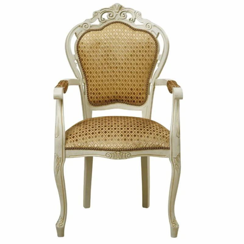 Casa Padrino Luxus Barock Esszimmer Stuhl mit Armlehnen Gold / Creme - Barock Esszimmer Möbel