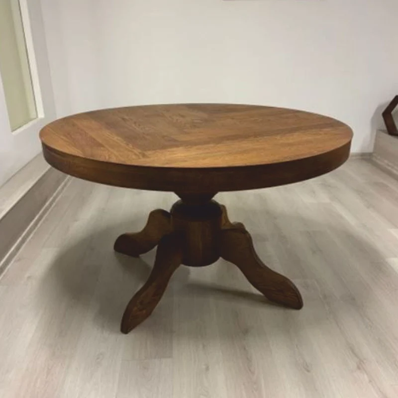 Casa Padrino Landhausstil Eichenholz Esstisch Braun Ø 130 cm - Esszimmer Möbel