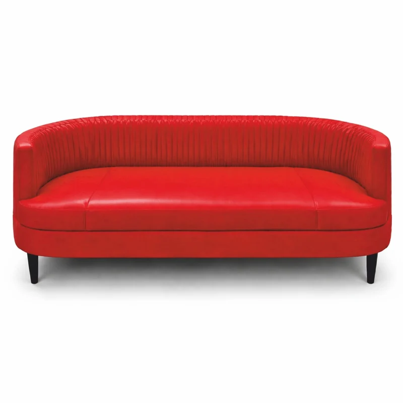 Casa Padrino Luxus Leder Sofa Rot / Schwarz 180 cm - Echtleder Wohnzimmer Möbel