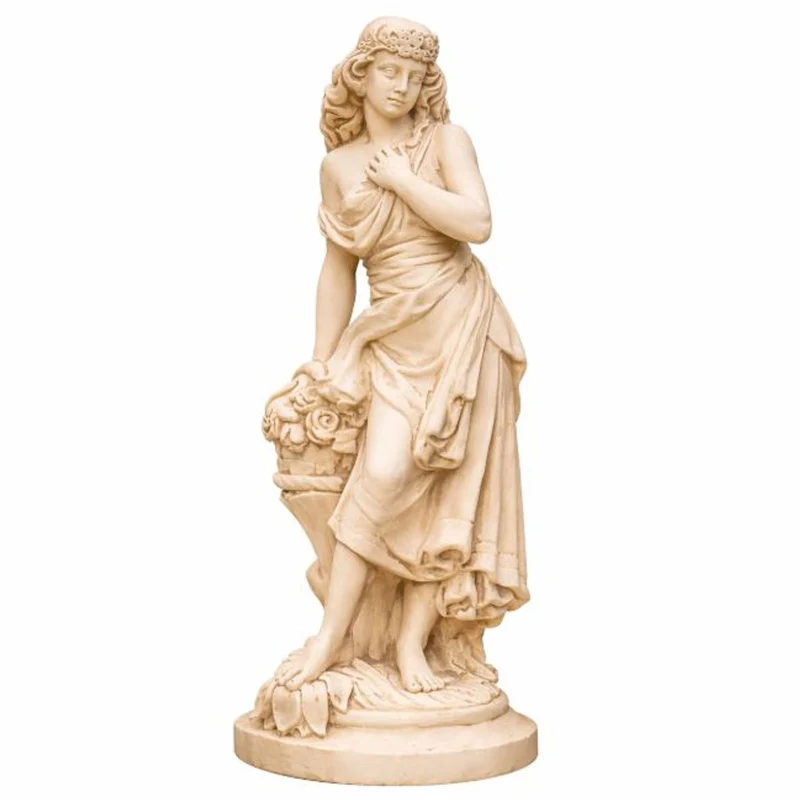 Casa Padrino Jugendstil Garten Skulptur Dame Beige H. 132 cm - Garten Deko Accessoires