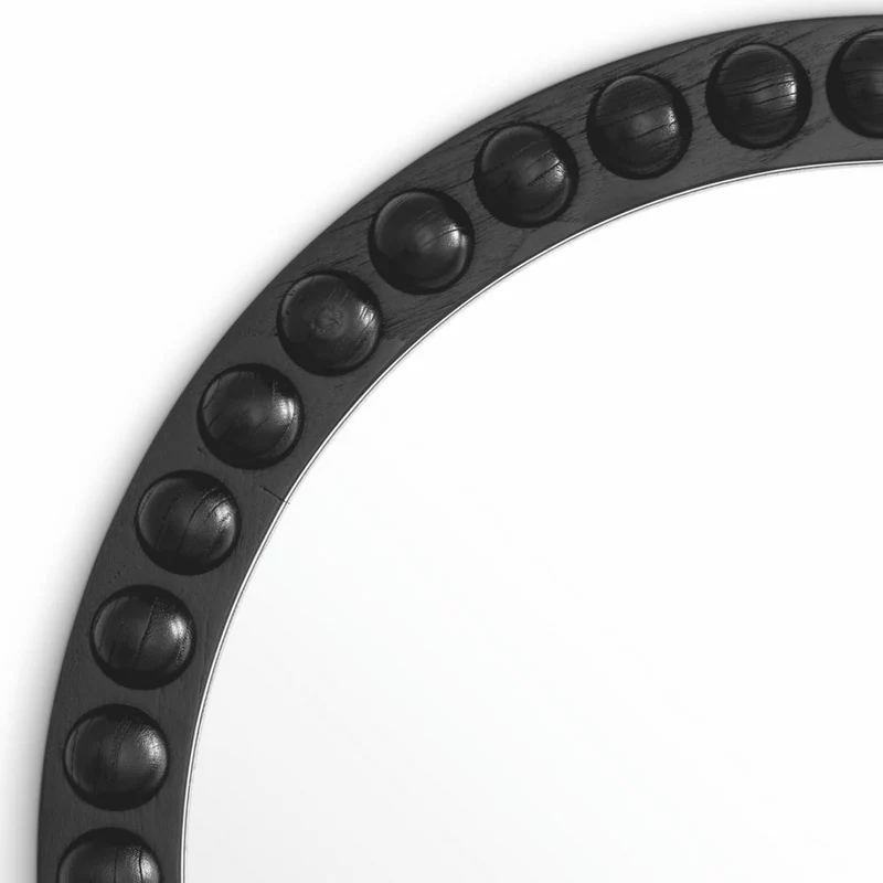 Casa Padrino Luxus Spiegel Schwarz Ø 80 cm - Runder Luxus Wandspiegel