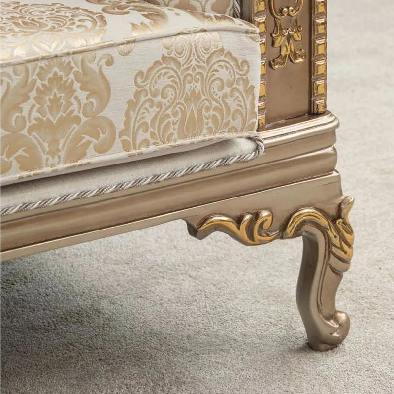 Casa Padrino Luxus Barock Wohnzimmer Sofa Creme / Grau / Gold 220 cm - Barock Möbel