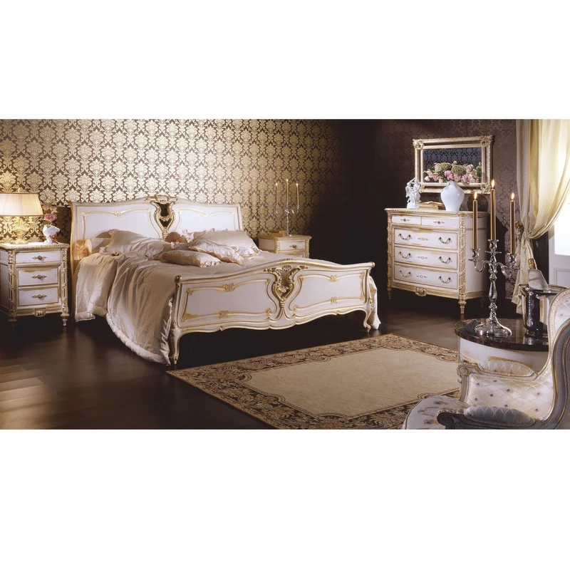 Casa Padrino Luxus Barock Kommode mit 5 Schubladen Weiß / Gold - Made in Italy