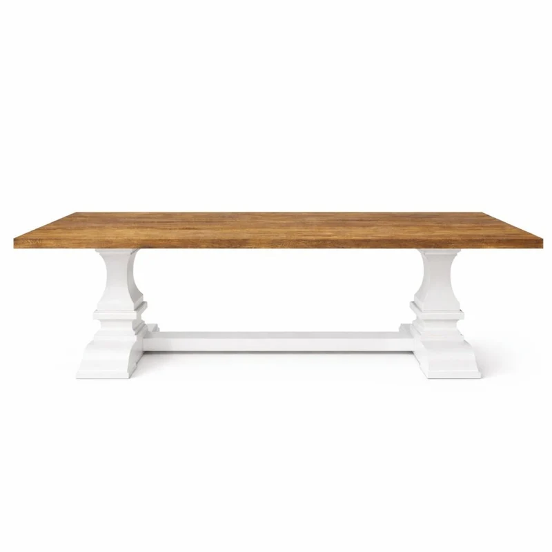 Casa Padrino Landhausstil Massivholz Esstisch Braun / Weiß 220 cm - Esszimmer Möbel