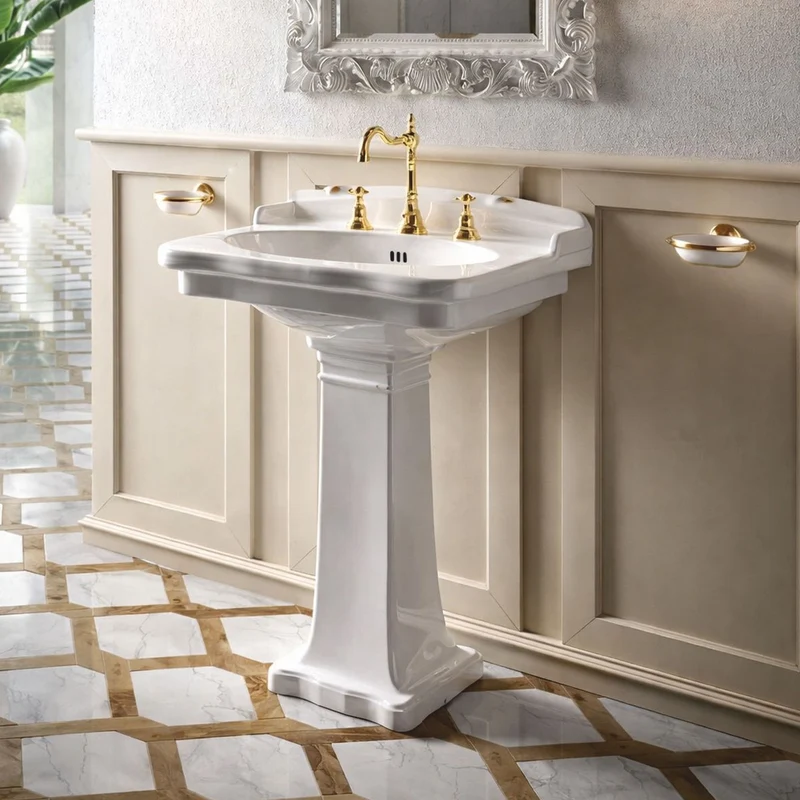 Casa Padrino Luxus Jugendstil Waschtisch Weiß - Badezimmer Möbel - Made in Italy