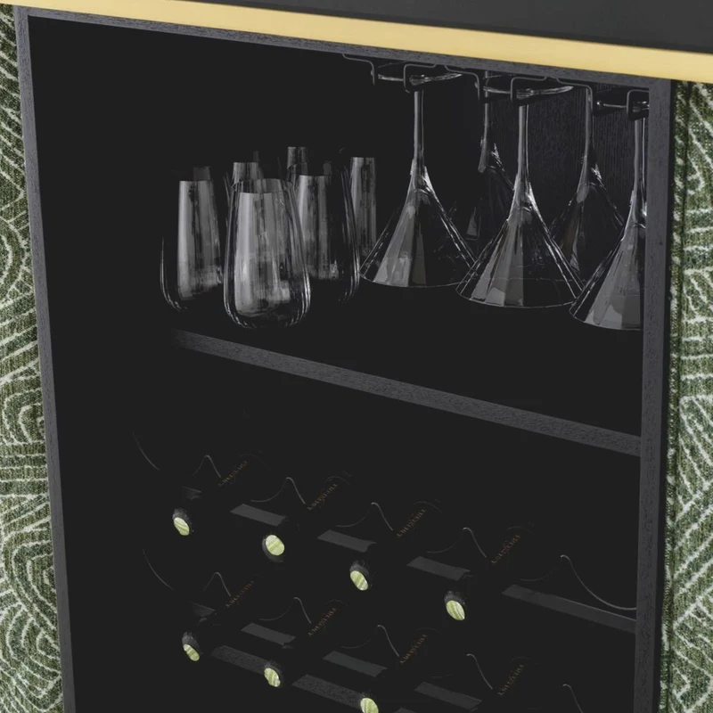 Casa Padrino Luxus Bar Theke mit Glasplatte Grün / Schwarz / Messing 140 cm - Bar Möbel