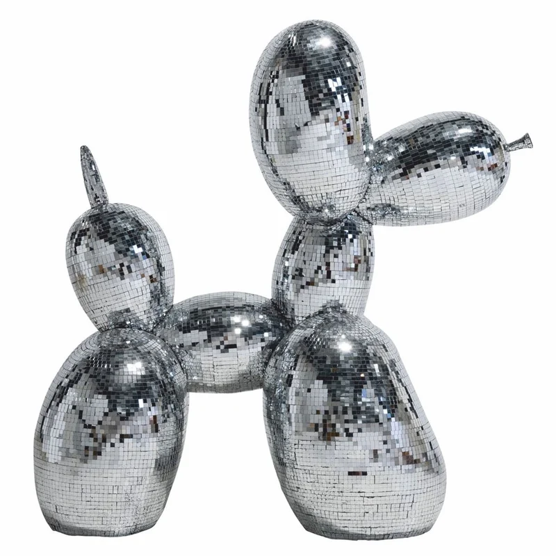 Casa Padrino Deko Skulptur Ballon Hund Silber 130 cm - Große Deko Figur