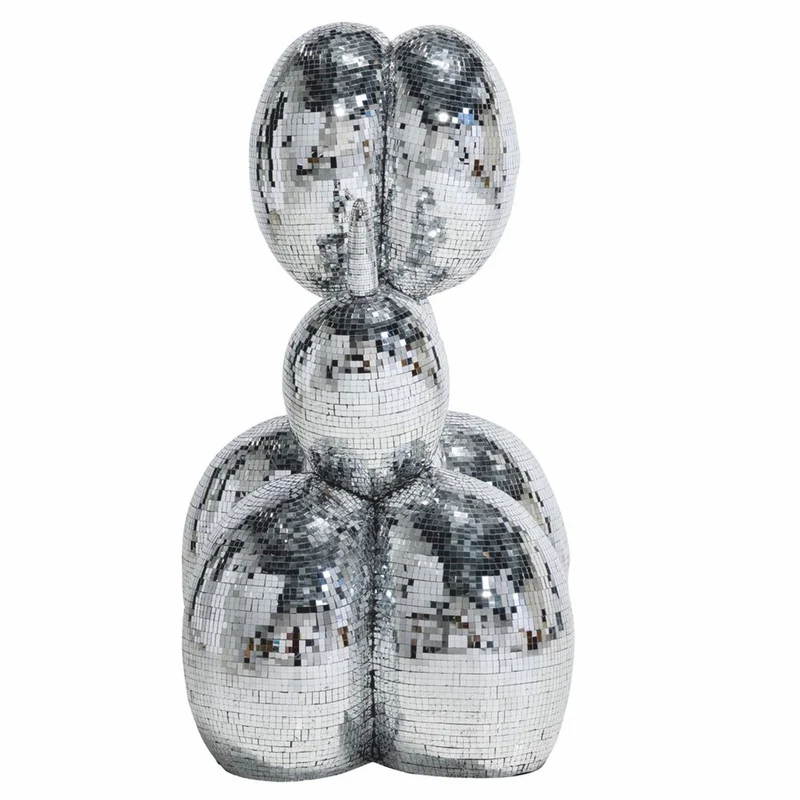 Casa Padrino Deko Skulptur Ballon Hund Silber 130 cm - Große Deko Figur