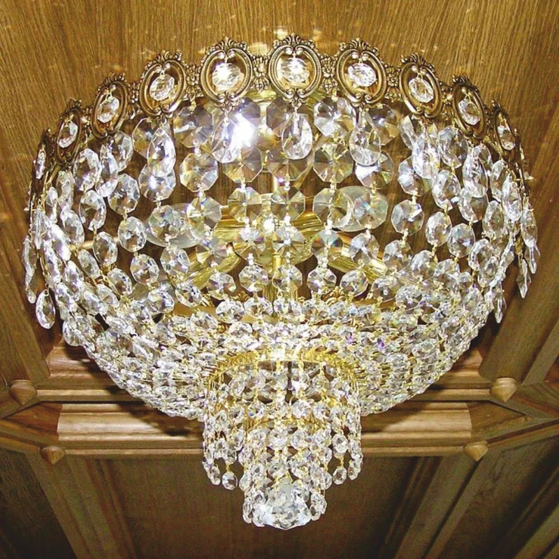 Casa Padrino Luxus Barock Kristallglas Deckenleuchte Gold Ø 45 cm - Barock Leuchten