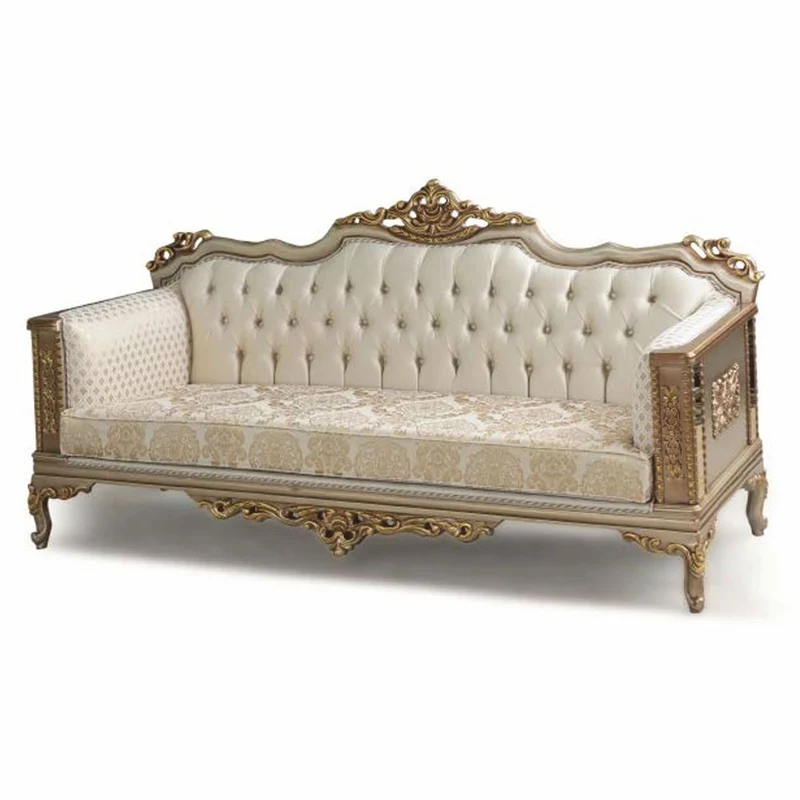 Casa Padrino Luxus Barock Wohnzimmer Set Creme / Grau / Gold - Barock Möbel