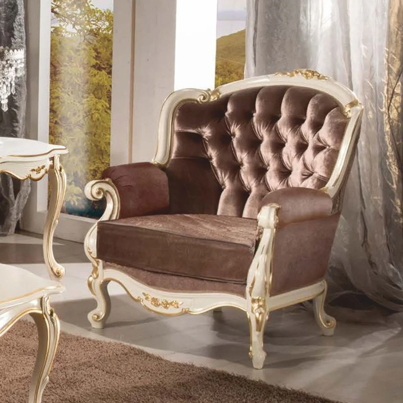 Casa Padrino Luxus Barock Samt Sessel Braun / Weiß / Gold 82 cm - Barock Möbel - Made in Italy