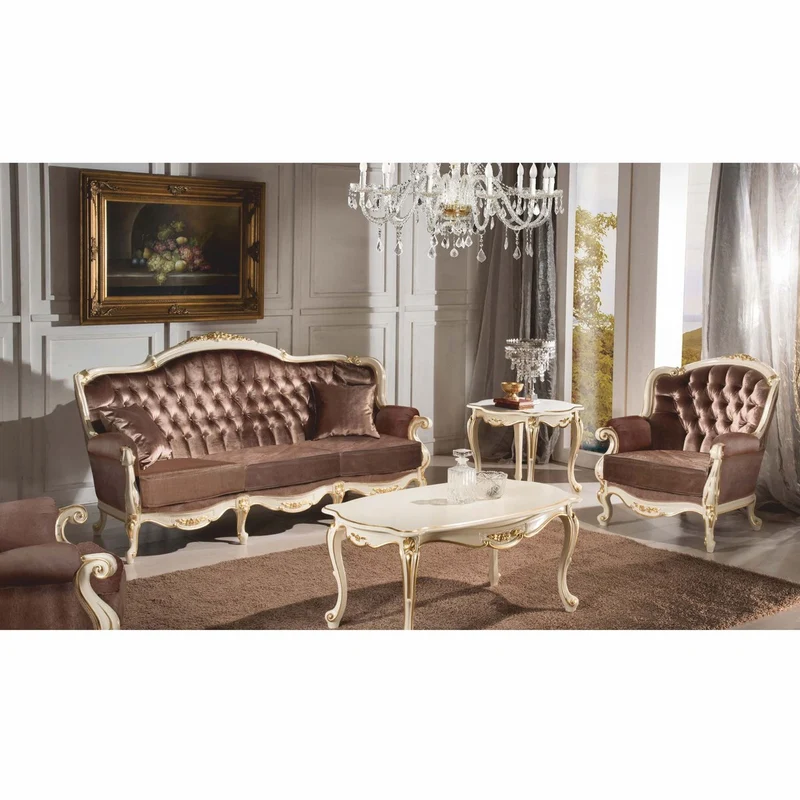 Casa Padrino Luxus Barock Samt Sessel Braun / Weiß / Gold 82 cm - Barock Möbel - Made in Italy