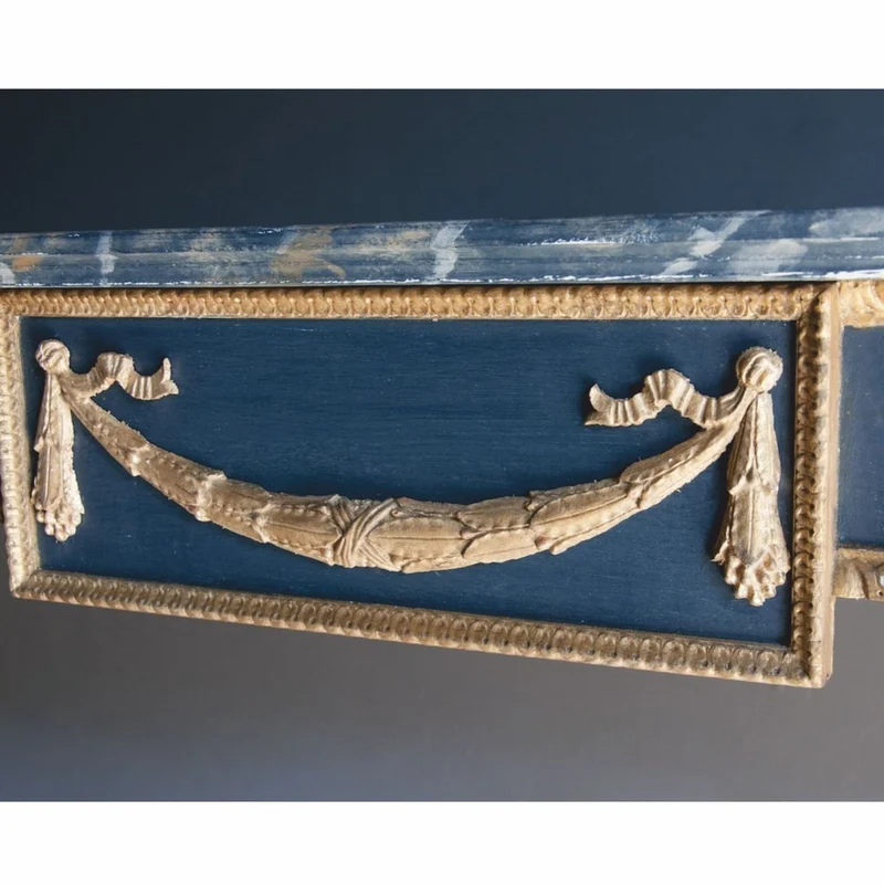 Casa Padrino Luxus Barock Konsole Blau / Naturfarben 180 cm - Made in Italy