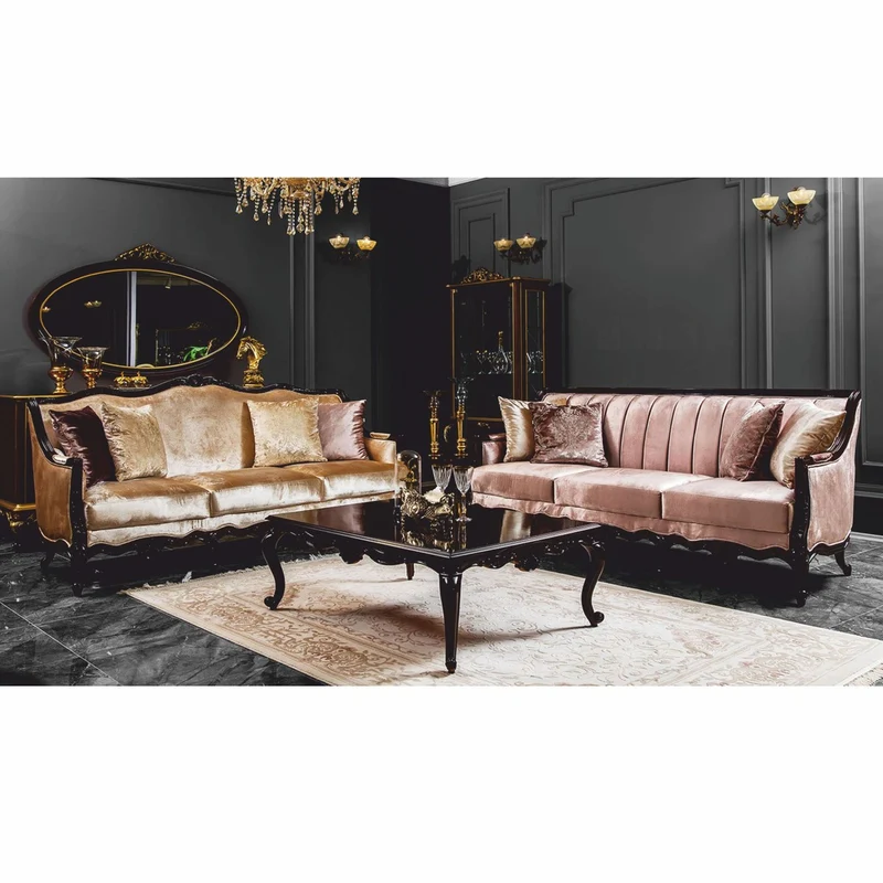 Casa Padrino Luxus Barock Sofa Gold / Dunkelbraun 225 cm - Barock Möbel