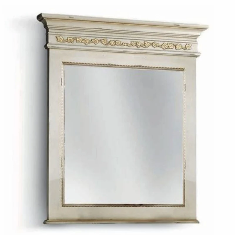 Casa Padrino Luxus Barock Spiegel Elfenbein / Gold H. 110 cm - Made in Italy