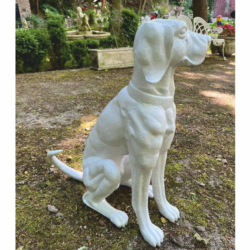 Casa Padrino Deko Bronze Skulptur Hund Weiß H. 70 cm - Garten Deko