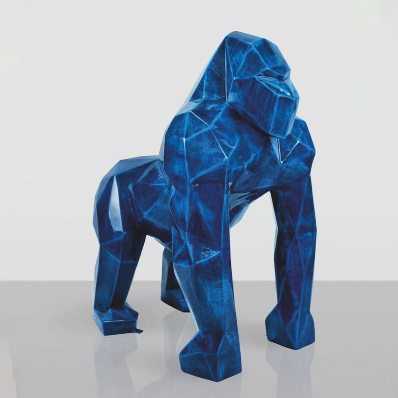 Casa Padrino XXL Deko Skulptur Gorilla Affe Antik Blau H. 128 cm - Deko Figur
