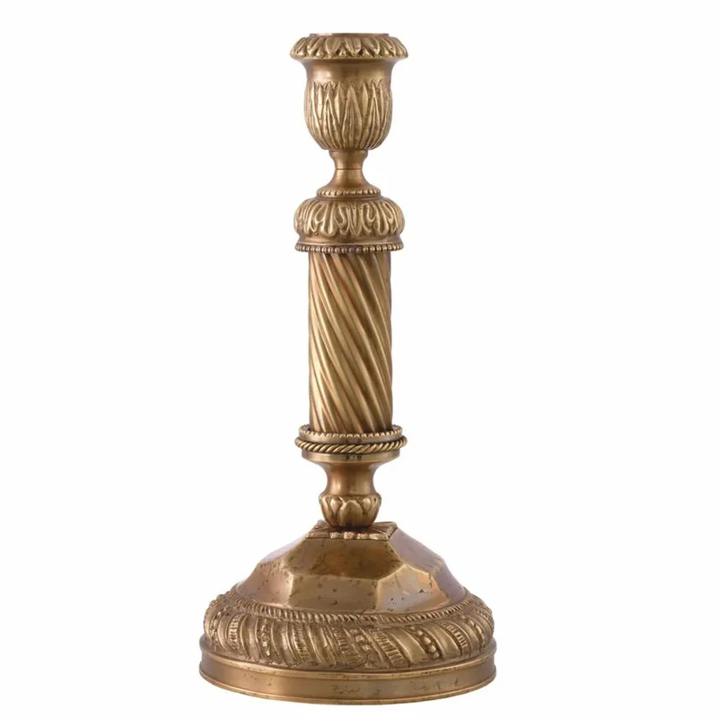 Casa Padrino Luxus Barock Kerzenhalter Vintage Messing H. 25 cm - Barock Deko Accessoires