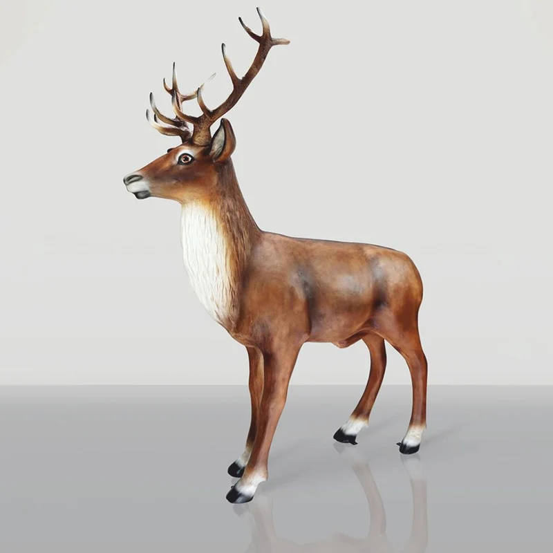 Casa Padrino XXL Deko Skulptur Hirsch Braun 185 x H. 220 cm - Garten Deko Figur