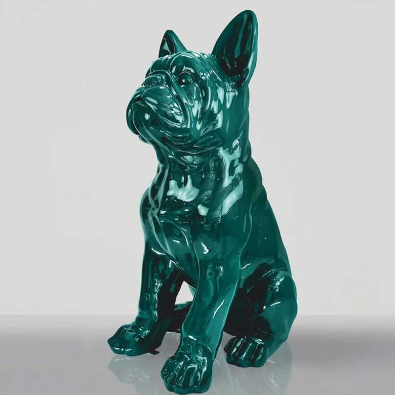 Casa Padrino XXL Deko Skulptur Hund Bulldogge Grün H. 170 cm - Garten Deko Figur