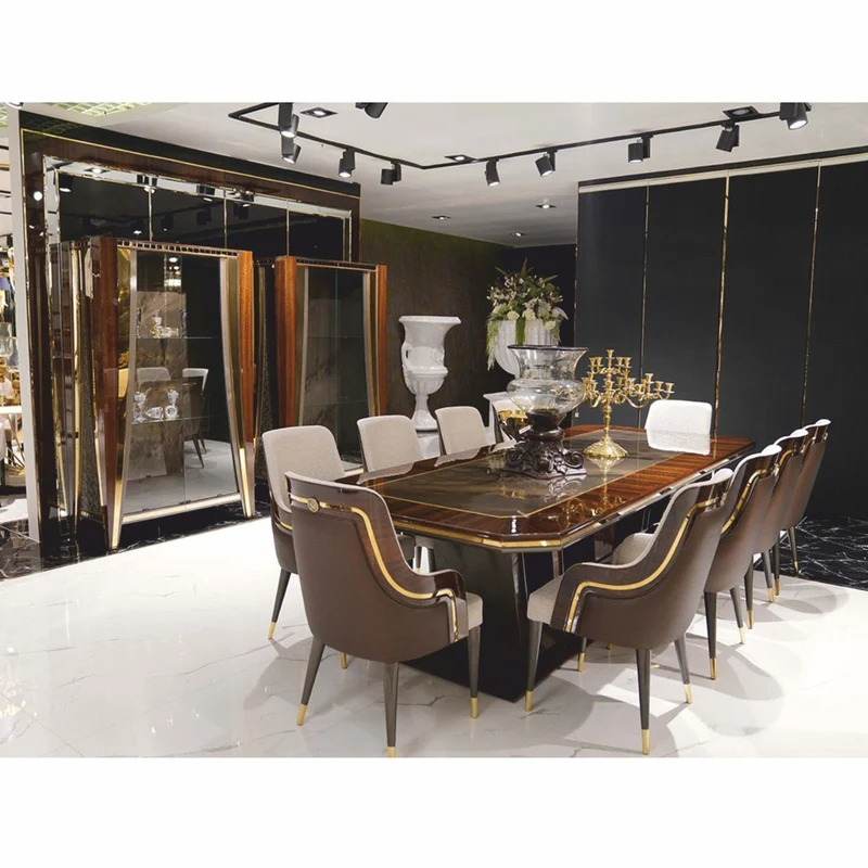 Casa Padrino Luxus Vitrine mit 2 Glastüren Braun / Gold 130 x H. 200 cm - Luxus Möbel