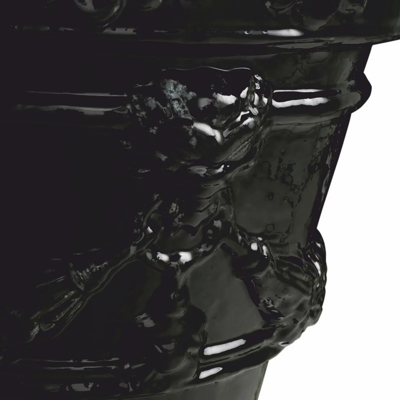 Casa Padrino Luxus Barock Keramik Blumentopf Schwarz Ø 60 x H. 56 cm - Garten Deko