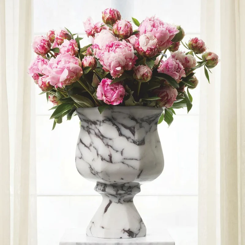 Casa Padrino Luxus Barock Marmor Vase Weiß H. 35,5 cm - Barock Deko Accessoires