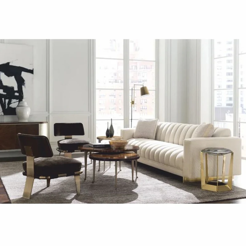 Casa Padrino Luxus Couchtisch Braun / Gold Ø 96 cm - Runder Wohnzimmertisch