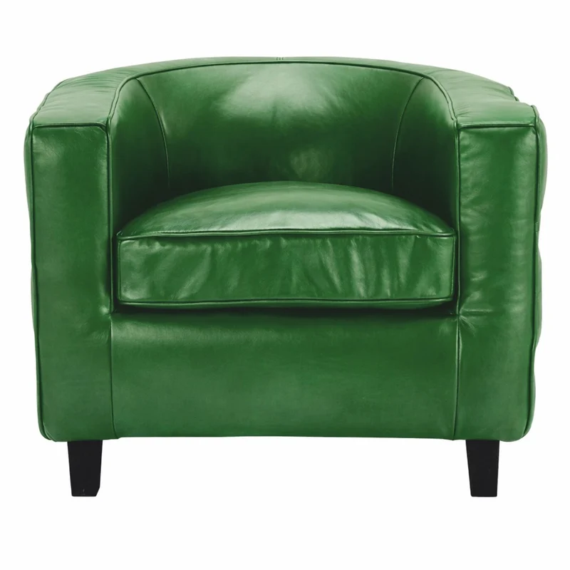 Casa Padrino Luxus Chesterfield Echtleder Sessel Grün / Schwarz - Leder Möbel