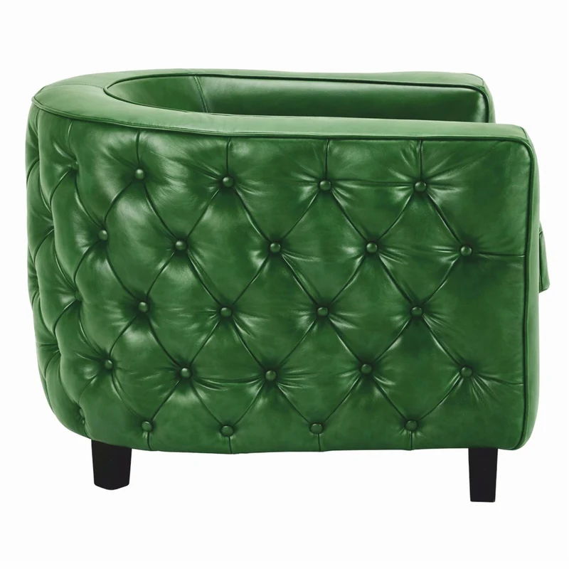 Casa Padrino Luxus Chesterfield Echtleder Sessel Grün / Schwarz - Leder Möbel