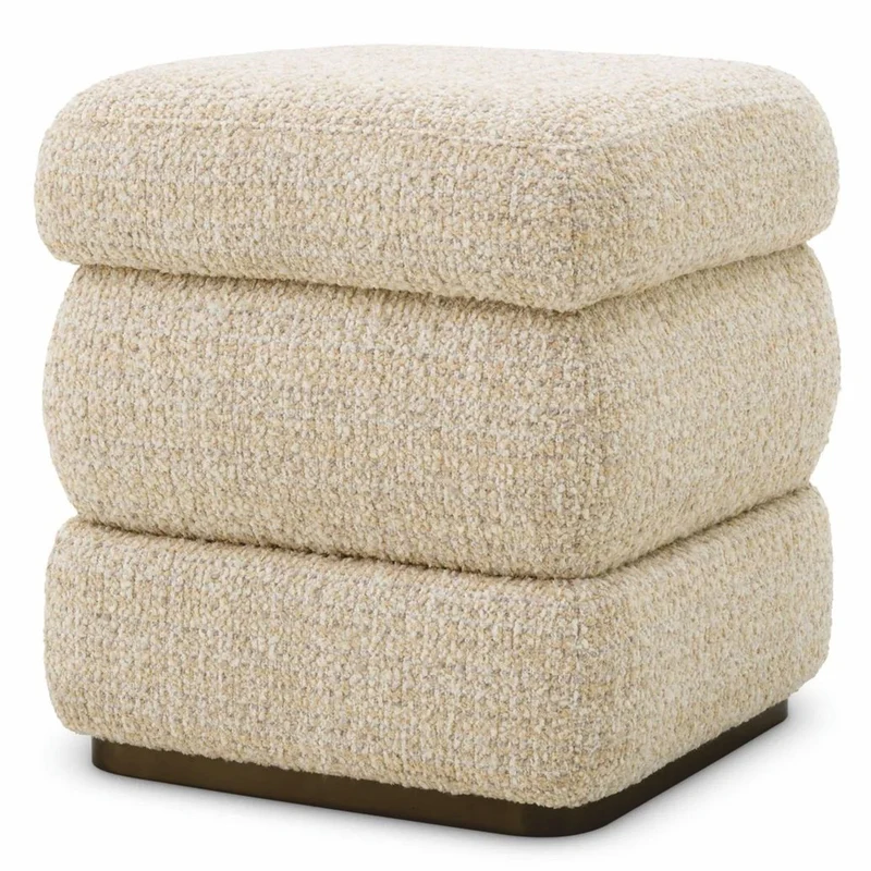 Casa Padrino Luxus Hocker Beige / Bronze H. 52 cm - Luxus Hotel Möbel