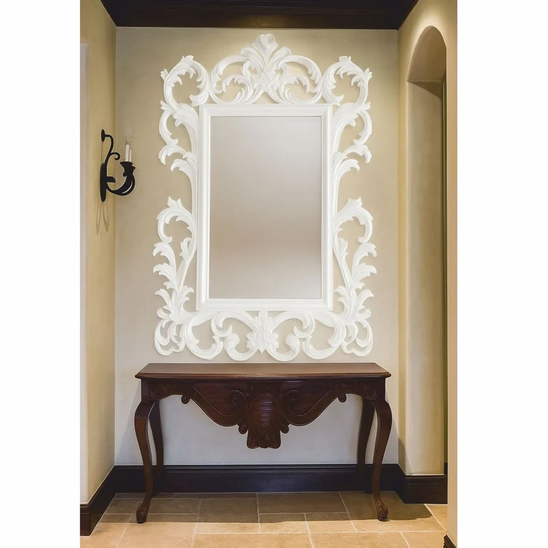 Casa Padrino Luxus Barock Spiegel Weiß H. 134 cm - Barockstil Möbel