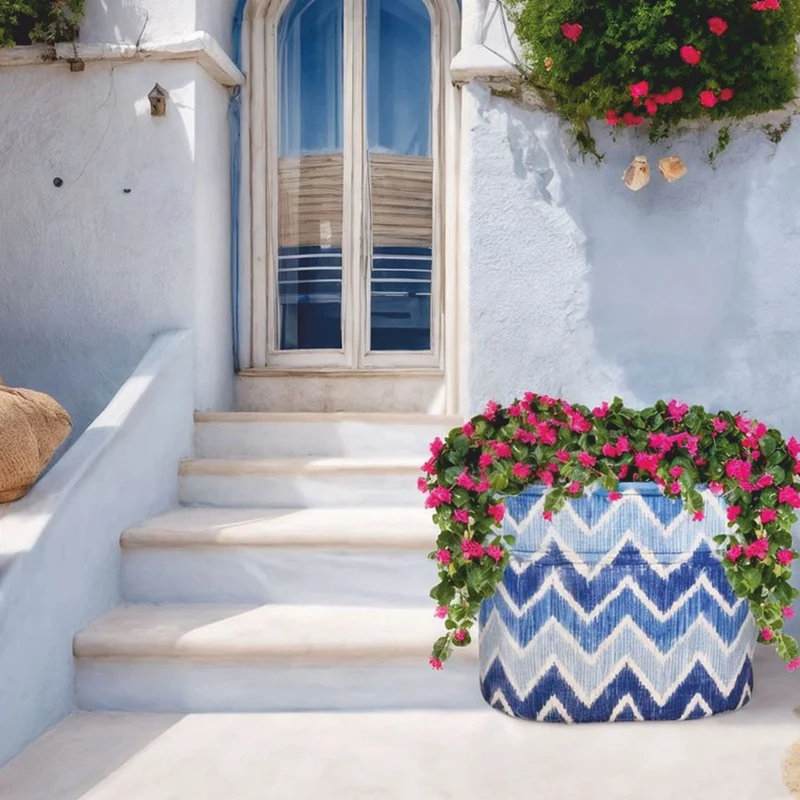 Casa Padrino Luxus Keramik Blumentopf Blau / Weiß 84 x 58 x H. 60 cm - Garten Deko