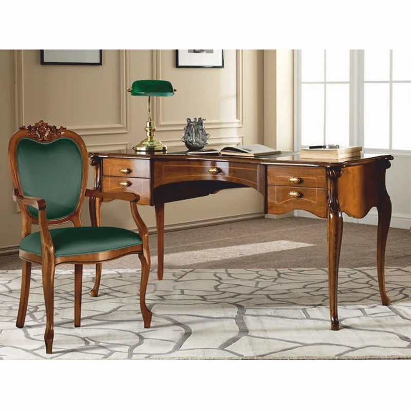 Casa Padrino Luxus Barock Schreibtisch Braun / Grün 150 cm - Barock Büro Möbel - Made in Italy