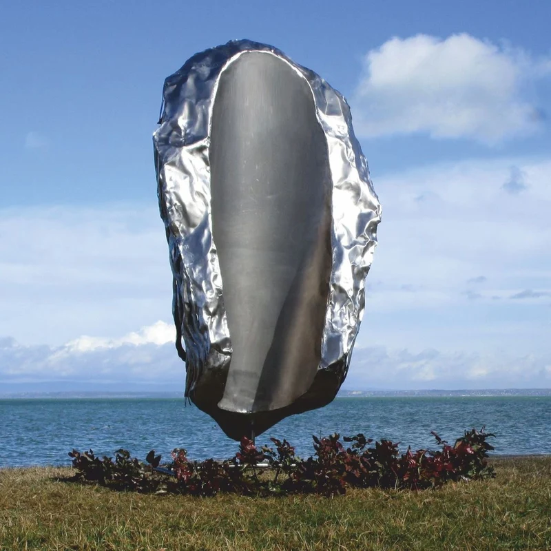 Casa Padrino XXL Garten Deko Edelstahl Skulptur Frauenkopf Silber H. 215 cm