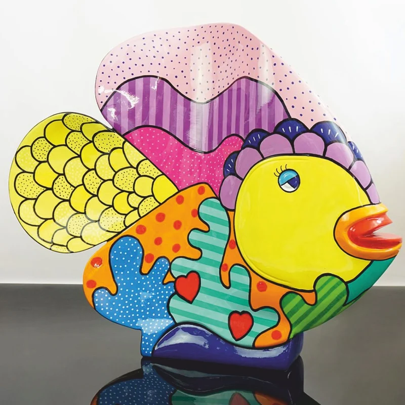Casa Padrino XXL Deko Skulptur Fisch Bunt H. 110 cm - Deko Figur