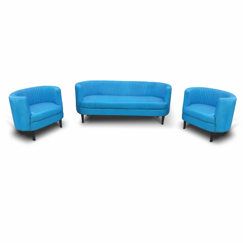 Casa Padrino Luxus Leder Sofa Blau / Schwarz 180 cm - Echtleder Wohnzimmer Möbel