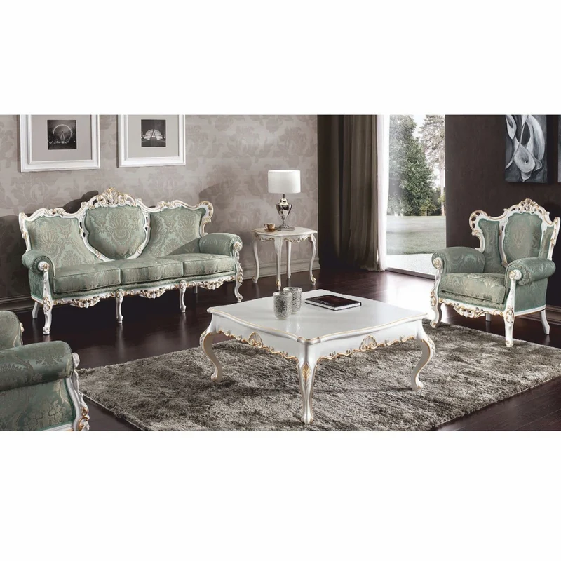 Casa Padrino Luxus Barock Couchtisch Weiß / Gold 104 cm - Made in Italy